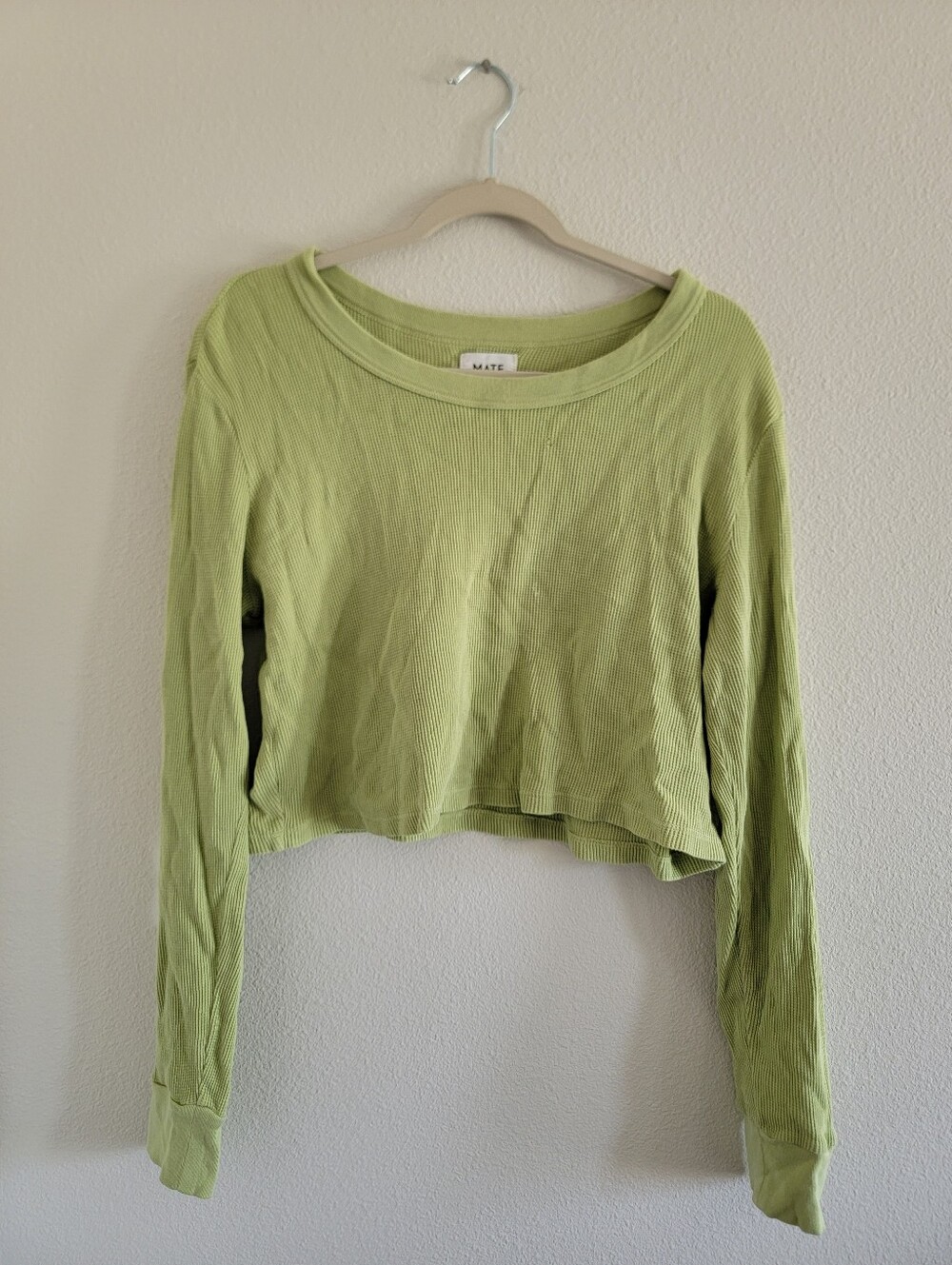 MATCHING SET Mate The Lablel Waffle Long Sleeve & Wide Leg Crop Pants Size XL